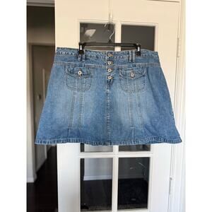 Vintage Y2K  Carolina Blues Denim Skort Plus Size 20W Button Front Skirt Shorts